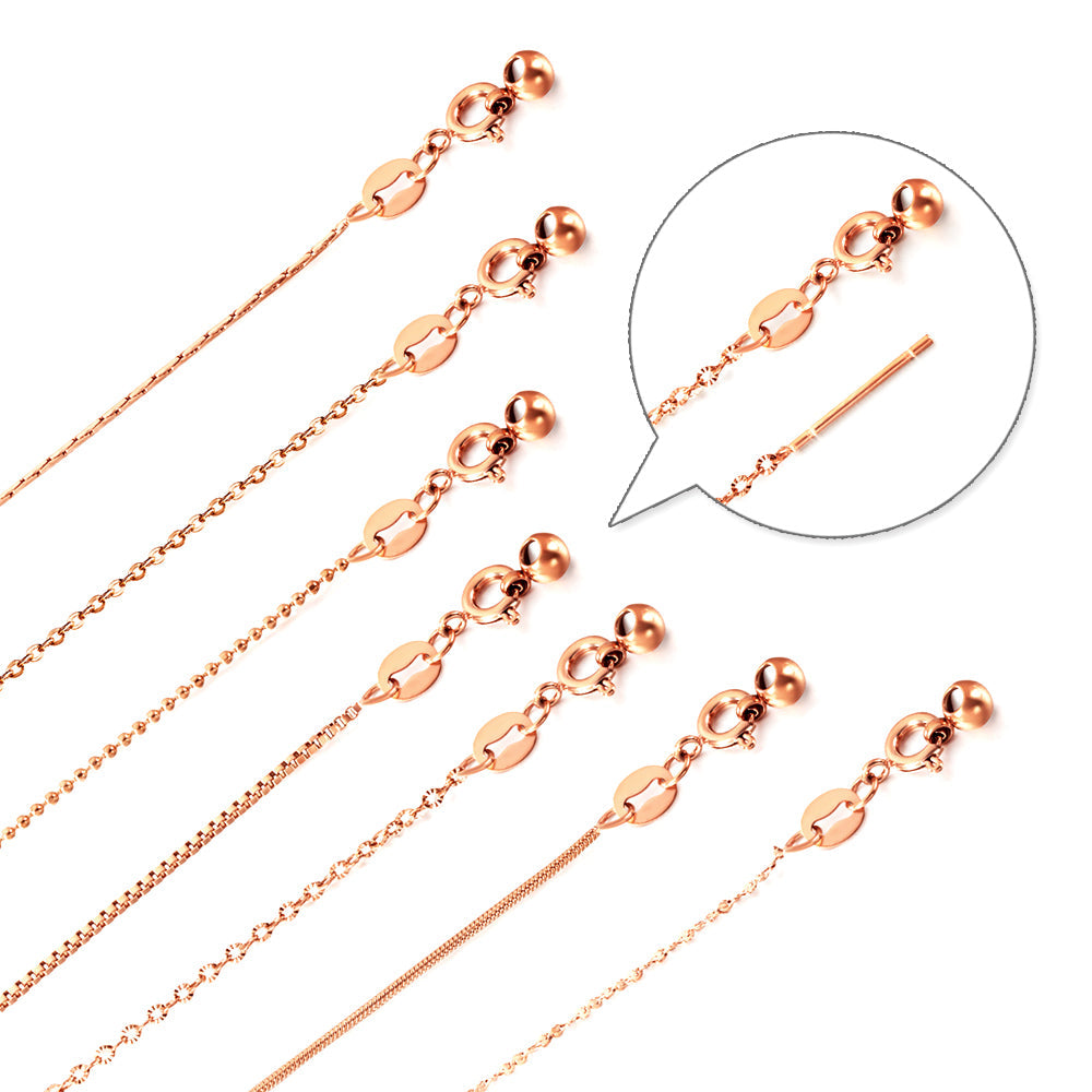 ASON 10pcs/bulk long necklace collar 0.8mm*45cm retractable connector clasp with chain steel color & gold color stainless steel necklace wholesal asonjewelry